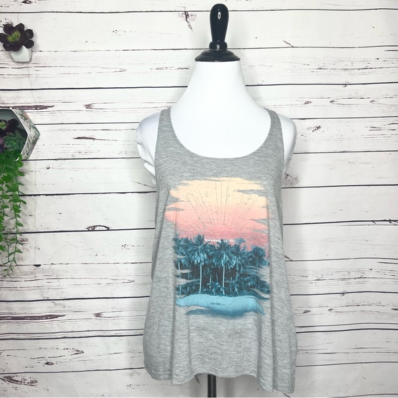 Volcom Stone Gray Sunset Twist Detail Racerback Tank Top Size Small - Picture 10 of 10